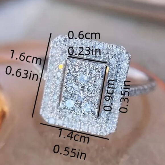 Halo Zircon silver ring size 7 - Picture 9 of 14